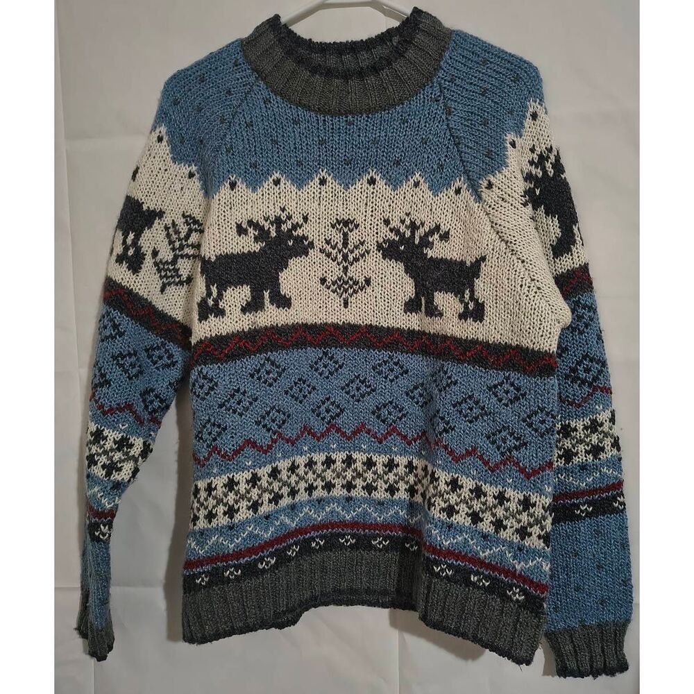 Blue Nordic Reindeer Knit Sweater